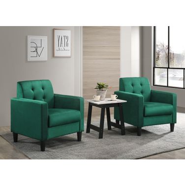 Hale Velvet Armchairs and End Table Living Room Set In Green
