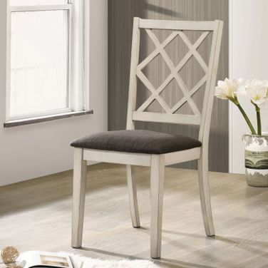 Haleigh Side Chair Set of 2 In Antique White and Gray