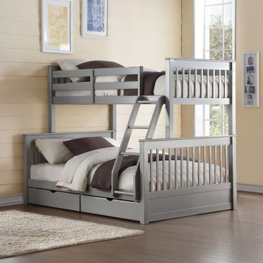 Haley Ii Gray Twin Over Full Bunk Bed with Underbed Storage