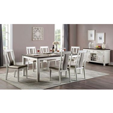 Halsey Weathered White And Dark Walnut Extendable Dining Room Set