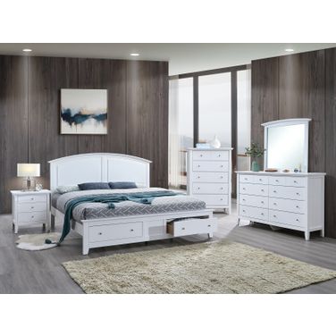 Hammond Farmhouse Storage Bedroom Set in White