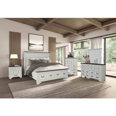 Hampstead Bedroom Set In White and Dark Brown
