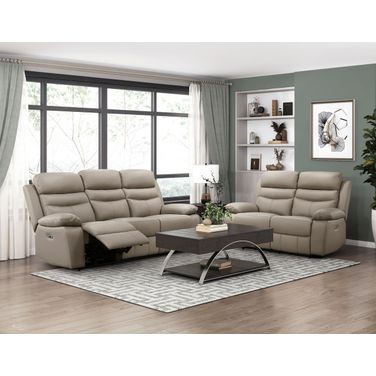 Hancock Power Double Reclining Living Room Set In Beige