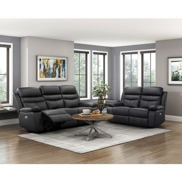 Hancock Power Double Reclining Living Room Set In Black