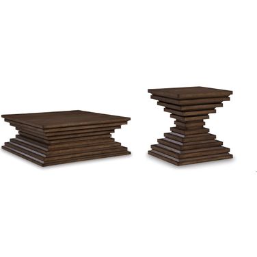 Hannodream Occasional Table Set In Warm Brown