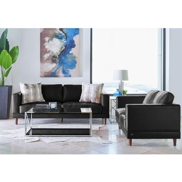 Hanson Fiero Black Leather Living Room Set