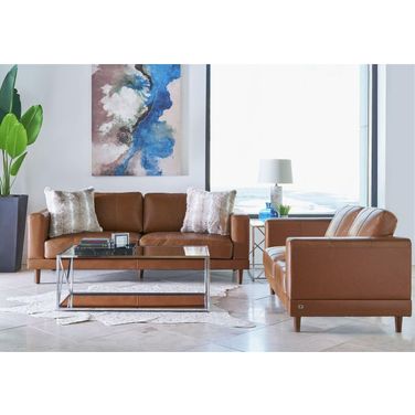 Hanson Fiero Tan Leather Living Room Set