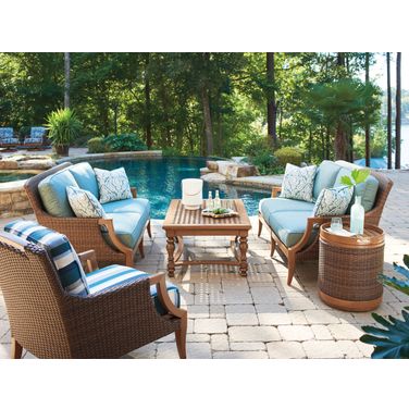 Harbor Isle Rich Walnut Outdoor Rectangular Occasional Table Set