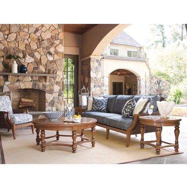 Harbor Isle Rich Walnut Outdoor Round Occasional Table Set