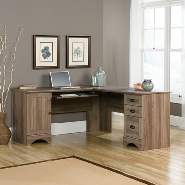 Harbor View Corner Computer Desk In Salt Oak