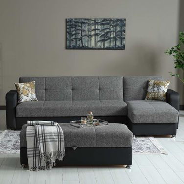 Harmony Upholstered Convertible Sectional with Storage In Gray