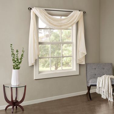 Harper 144 Inch Solid Crushed Scarf Sheer In Cream