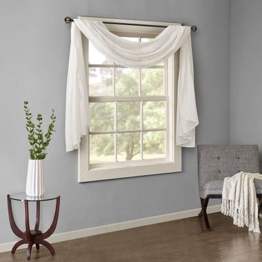 Harper 216 Inch Solid Crushed Scarf Sheer In White