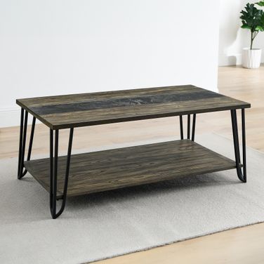 Harper Cocktail Table with Sintered Stone Inlay In Brown