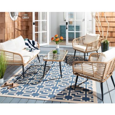 Harrley 4 Piece Living Set In Natural and White