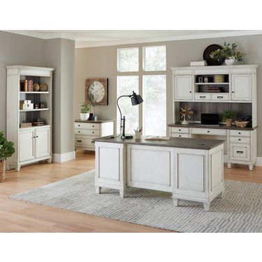 Hartford Double Pedestal Home Office Set In White