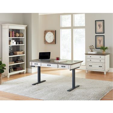 Hartford Electric Adjustable Height Home Office Set In White