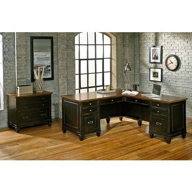 Hartford L Home Office Set In Black