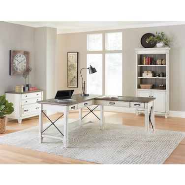 Hartford Open L Shaped Home Office Set In White
