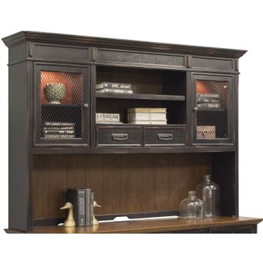 Hartford Wood Hutch with Wire Mesh Doors In Two Toned Black