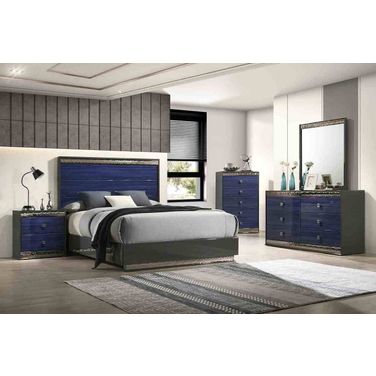 Hartlepool Bedroom Set In Ash Gray and Indigo Blue