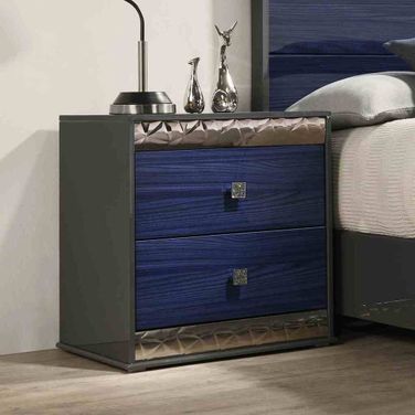 Hartlepool Nightstand In Ash Gray and Indigo Blue