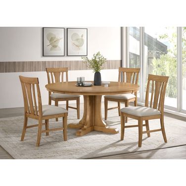Hartville Round Dining Room Set In Natural Light Brown