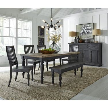 Harvest Home Rectangular Leg Dining Set w/ Bench (Chalkboard)