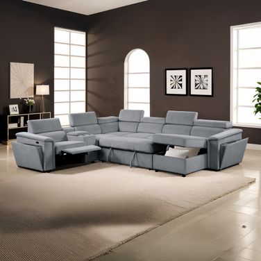 Harvey Sleeper Sectional In Gray and Black
