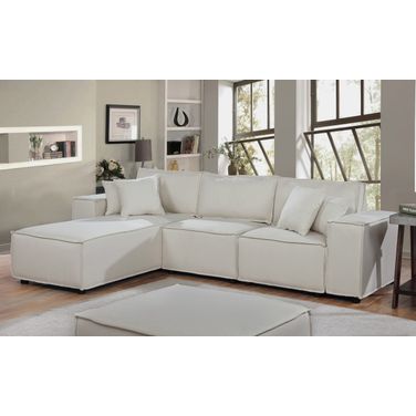 Harvey Sofa With Reversible Chaise In Beige Linen