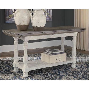 Havalance Gray and White Large Sofa Table