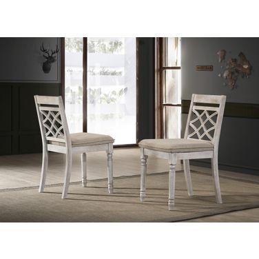 Havanna 19 Inch Fabric Chair with Cushion Set of 2 In Off White