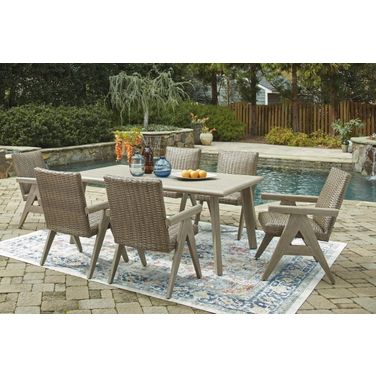 Haven Retreat Outdoor Dining Room Set In Beige