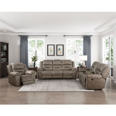 Hazen Double Reclining Living Room Set In Brown