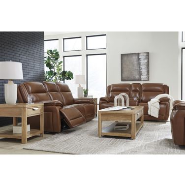 Healy Pier Power Reclining Living Room Set In Chocolate