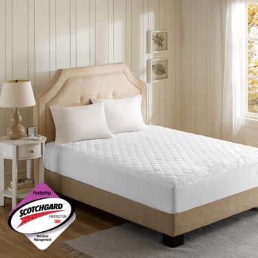Heated California King Mattress Pad with 3M Scotchgard In White