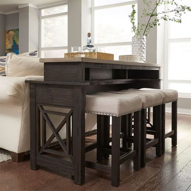 Heatherbrook Charcoal and Ash Console Bar Set