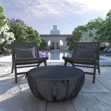 Heavy Duty Water Resistant Patio 36 Inch Diameter Round Patio Fire Pit Cover In Beige