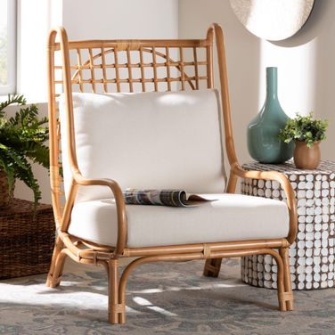 Helina Rattan Accent Chair In Light Honey