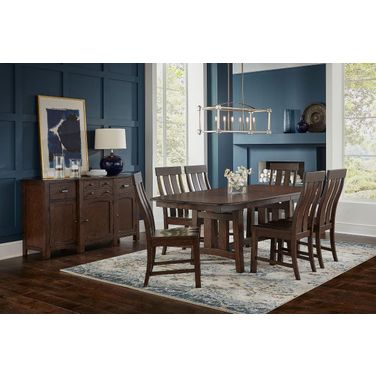 Henderson Muscavadi Brown Butterfly Leaf Trestle Dining Room Set