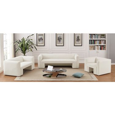 Henson Living Room Set In Cream Velvet