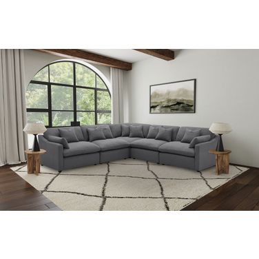 Hobson 5-piece Upholstered Modular Sectional Sofa In Charcoal