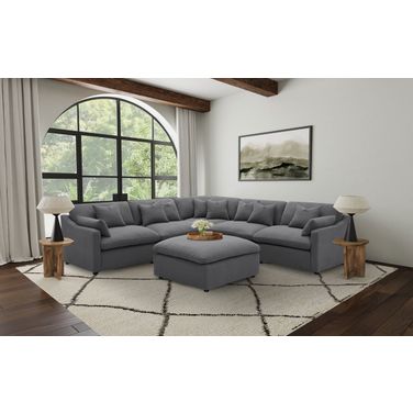 Hobson 6-piece Upholstered Modular Sectional Sofa In Charcoal