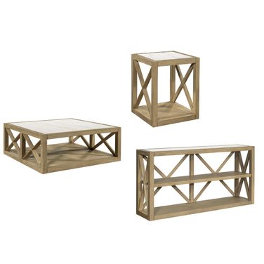 Holden Square Occasional Table Set In Tan/White