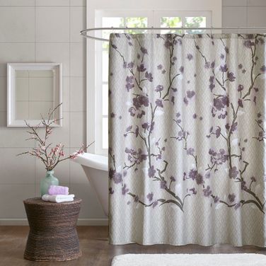 Holly Cotton Shower Curtain In Purple