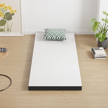 Hollyhock 4 Inch Queen Tri-Fold Memory Foam Topper In White and Gray