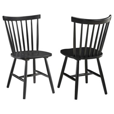 Hollyoak Windsor Wood Dining Side Chair Set of 2 In Black