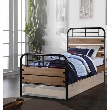 Homeroots Antique Oak Twin Bed 285582