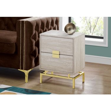 Homeroots Beige Marble And Gold Metal Accent Table
