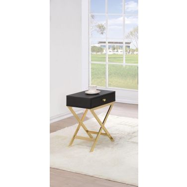 Homeroots Black And Brass Side Table